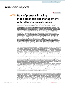 Role of Prenatal Imaging in the Diagnosis and Management of Fetal