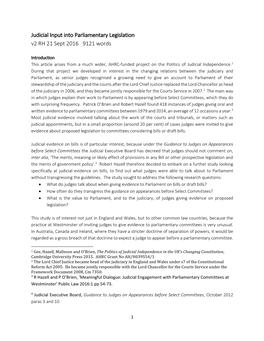 Judicial Input Into Parliamentary Legislation V2 RH 21 Sept 2016 9121 Words