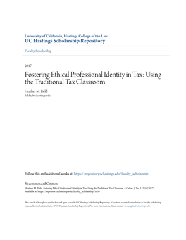 Fostering Ethical Professional Identity in Tax: Using the Traditional Tax Classroom Heather M