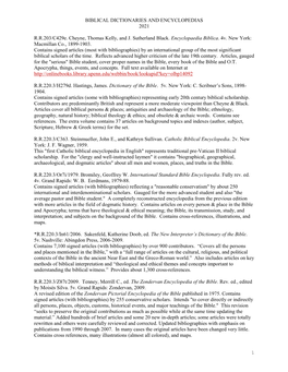 BIBLICAL DICTIONARIES and ENCYCLOPEDIAS 2021 R.R.203/C429e. Cheyne, Thomas Kelly, and J. Sutherland Black. Encyclopaedia Biblica