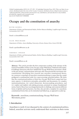 Occupy and the Constitution of Anarchy