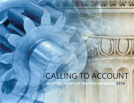 Calling to Account American Council of Trustees and Alumni 2016