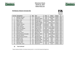 Silverstone Classic 26/28 July, 2019 Online Entry List FIA Masters