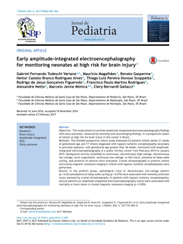 Early Amplitude-Integrated Electroencephalography for Monitoring Neonates at High Risk for Brain Injury