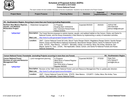 Schedule of Proposed Action (SOPA) 01/01/2020 to 03/31/2020 Carson National Forest This Report Contains the Best Available Information at the Time of Publication