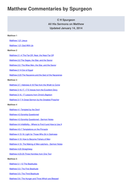 Matthew Commentaries by Spurgeon