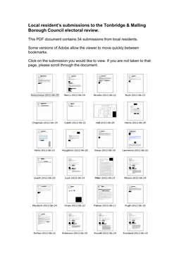 Local Resident's Submissions to the Tonbridge & Malling Borough