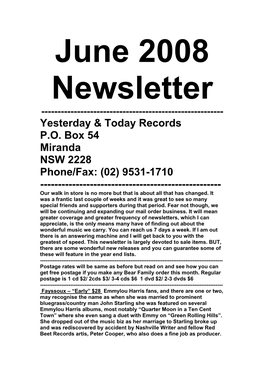 Newsletter, June 2008