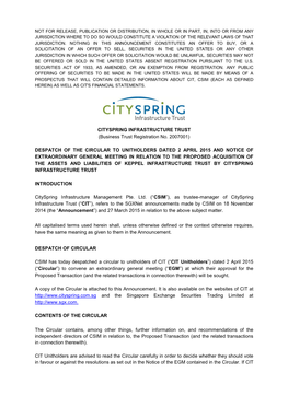 CITYSPRING INFRASTRUCTURE TRUST (Business Trust Registration No