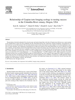 Relationship of Caspian Tern Foraging Ecology to Nesting Success in the Columbia River Estuary, Oregon, USA