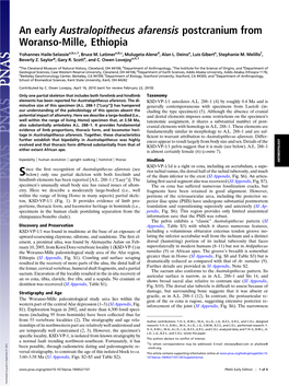 An Early Australopithecus Afarensis Postcranium from Woranso-Mille, Ethiopia