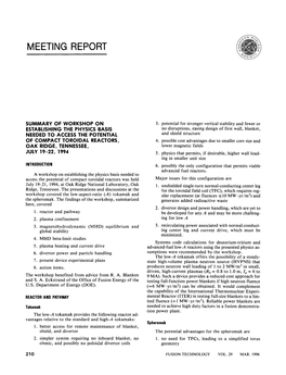 Meeting Report