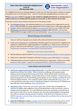 Hulme, Moss Side and Rusholme Neighbourhood Round-Up 16Th November 2020