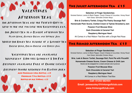 Valentines Afternoon Teas