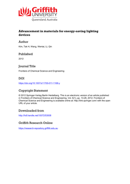 Advancement in Materials for Energy-Saving Lighting Devices