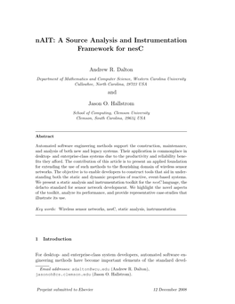 Nait: a Source Analysis and Instrumentation Framework for Nesc