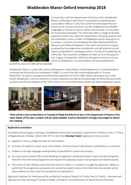 Waddesdon Manor Oxford Internship 2018