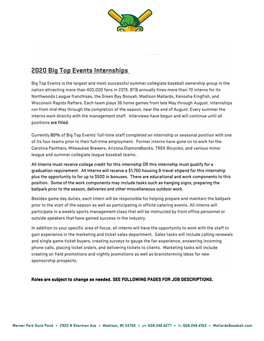 2020 Big Top Events Internships