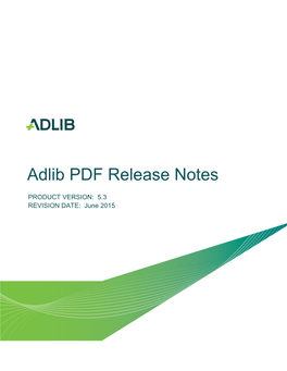 Adlib PDF Release Notes