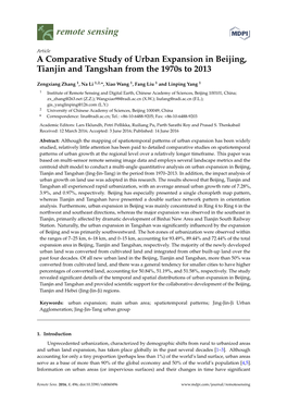 A Comparative Study of Urban Expansion in Beijing, Tianjin and Tangshan from the 1970S to 2013