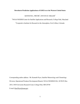 1 Downburst Prediction Applications of GOES Over the Western United