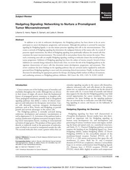 Hedgehog Signaling: Networking to Nurture a Promalignant Tumor Microenvironment