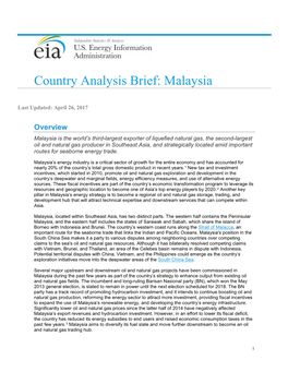 Country Analysis Brief: Malaysia