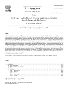 Cordyceps – a Traditional Chinese Medicine and Another Fungal Therapeutic Biofactory?