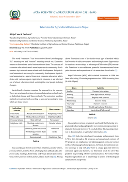 Television for Agricultural Extension in Nepal