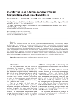 Monitoring Food Additives and Nutritional Composition of Labels of Food Bases