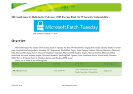Microsoft Security Bulletin for February 2019 Patches That Fix 79 Security Vulnerabilities