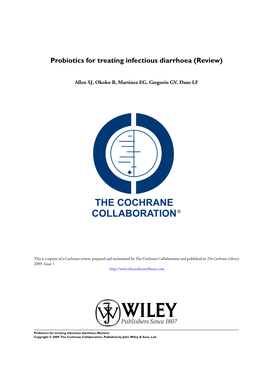 Probiotics for Treating Infectious Diarrhoea (Review)