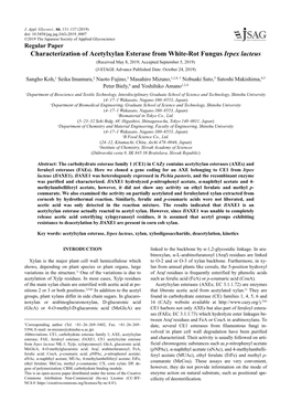 Characterization of Acetylxylan Esterase from White-Rot Fungus Irpex Lacteus