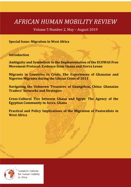 AFRICAN HUMAN MOBILITY REVIEW Volume 5 Number 2, May – August 2019