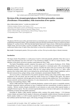 Revision of the Circumtropical Glasseye Fish Heteropriacanthus Cruentatus (Perciformes: Priacanthidae), with Resurrection of Two Species