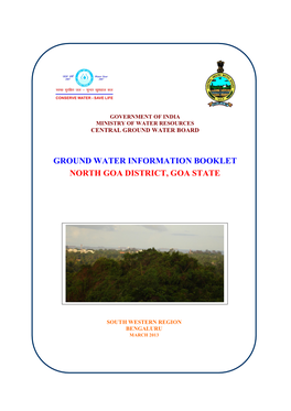 Ground Water Information Booklet North Goa District, Goa State