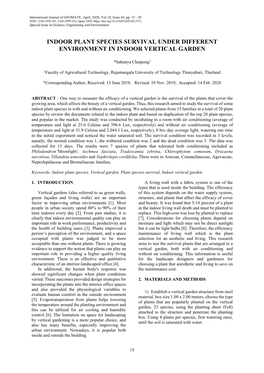 Indoor Plant Species Survival Under Different Environment in Indoor Vertical Garden