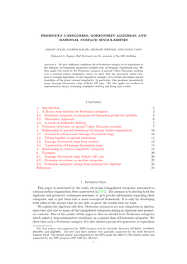 Frobenius Categories, Gorenstein Algebras and Rational Surface Singularities