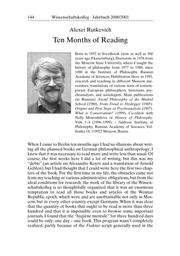 Ten Months of Reading