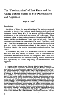 The "Decolonization" of East Timor and the United Nations Norms on Self-Determination and Aggression