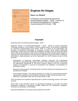 Engines for Biogas