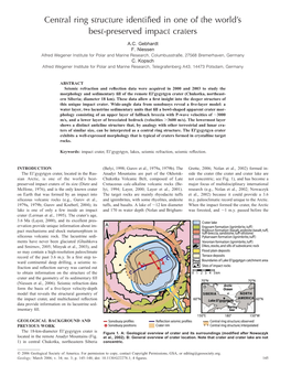 Central Ring Structure Identified in One of the World's Best-Preserved Impact