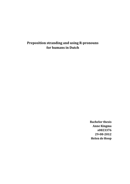 Preposition Stranding and Using R-Pronouns for Humans in Dutch