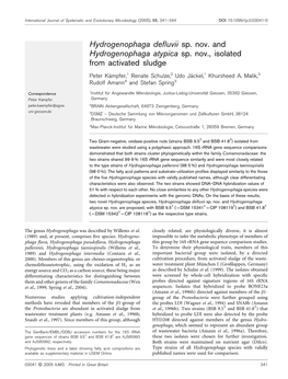Hydrogenophaga Defluvii Sp. Nov. and Hydrogenophaga Atypica Sp. Nov
