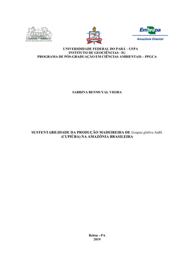 SUSTENTABILIDADE DA PRODUÇÃO MADEIREIRA DE Goupia Glabra Aubl. (CUPIÚBA) NA AMAZÔNIA BRASILEIRA