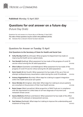 View Future Day Orals PDF File 0.11 MB