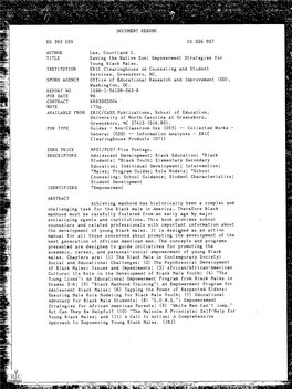 Saving the Native Son: Empowerment Strategies for Young Black Males. INSTITUTION ERIC Clearinghouse on Counseling and Student Services, Greensboro, NC