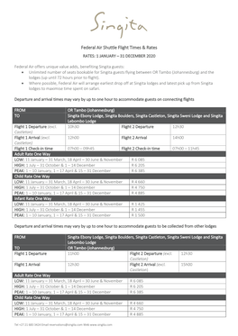 Federal Air Shuttle Flight Times & Rates