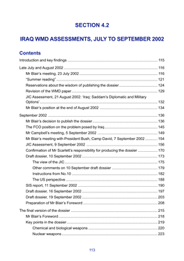 Section 4.2 Iraq Wmd Assessments, July To