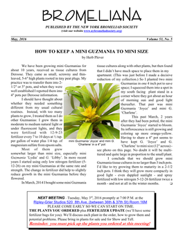 BROMELI ANA PUBLISHED by the NEW YORK BROMELIAD SOCIETY (Visit Our Website